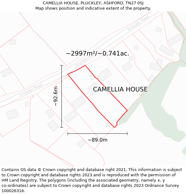 CAMELLIA HOUSE, PLUCKLEY, ASHFORD, TN27 0SJ: Plot and title map