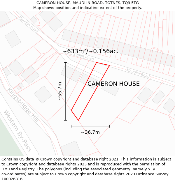 CAMERON HOUSE, MAUDLIN ROAD, TOTNES, TQ9 5TG: Plot and title map