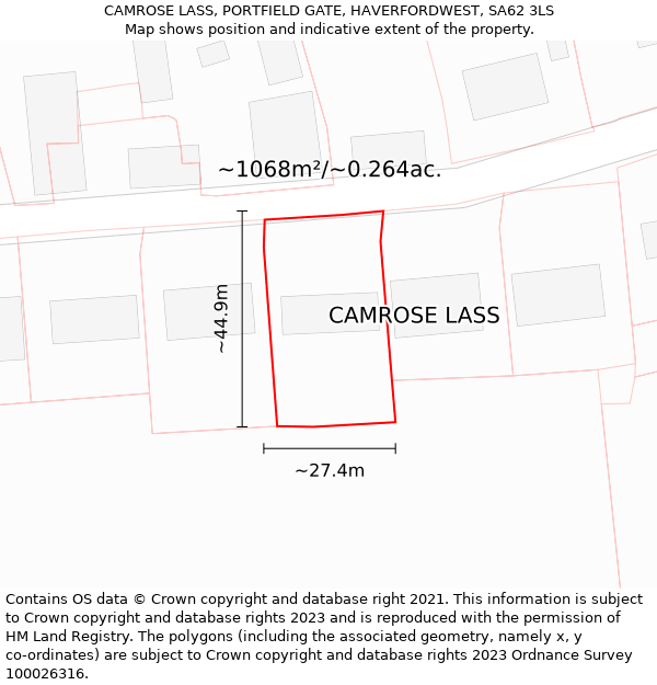 CAMROSE LASS, PORTFIELD GATE, HAVERFORDWEST, SA62 3LS: Plot and title map