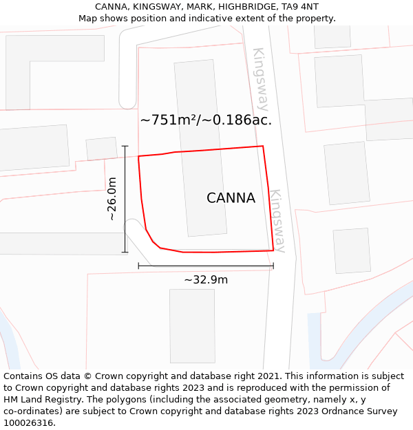 CANNA, KINGSWAY, MARK, HIGHBRIDGE, TA9 4NT: Plot and title map