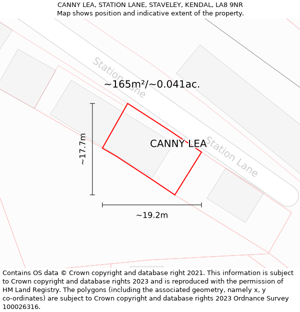 CANNY LEA, STATION LANE, STAVELEY, KENDAL, LA8 9NR: Plot and title map