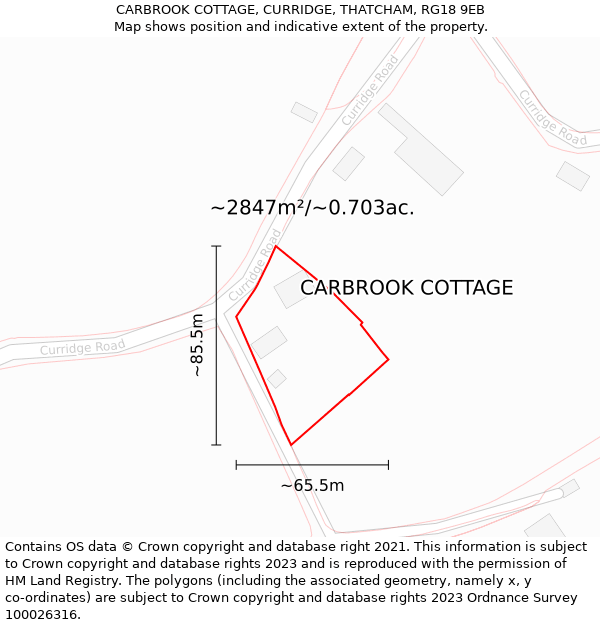 CARBROOK COTTAGE, CURRIDGE, THATCHAM, RG18 9EB: Plot and title map