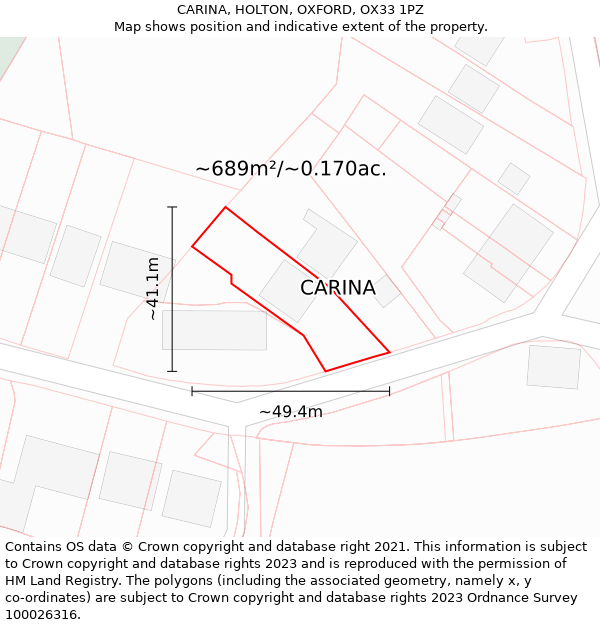 CARINA, HOLTON, OXFORD, OX33 1PZ: Plot and title map
