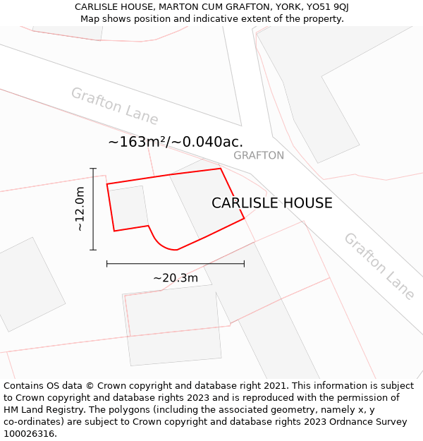 CARLISLE HOUSE, MARTON CUM GRAFTON, YORK, YO51 9QJ: Plot and title map