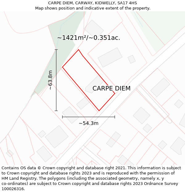 CARPE DIEM, CARWAY, KIDWELLY, SA17 4HS: Plot and title map