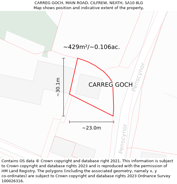 CARREG GOCH, MAIN ROAD, CILFREW, NEATH, SA10 8LG: Plot and title map