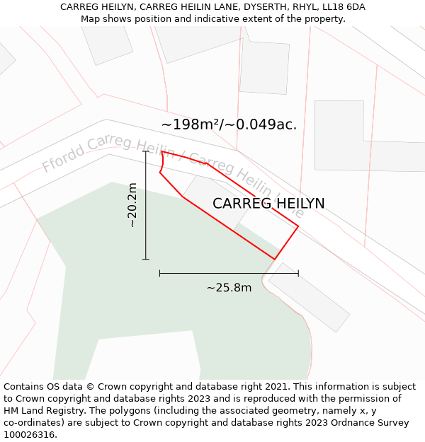 CARREG HEILYN, CARREG HEILIN LANE, DYSERTH, RHYL, LL18 6DA: Plot and title map