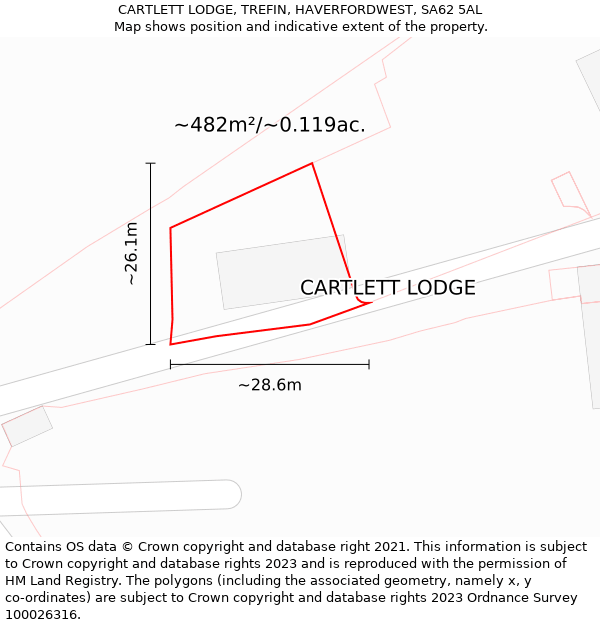 CARTLETT LODGE, TREFIN, HAVERFORDWEST, SA62 5AL: Plot and title map