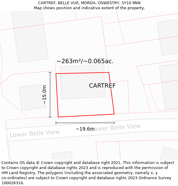 CARTREF, BELLE VUE, MORDA, OSWESTRY, SY10 9NN: Plot and title map