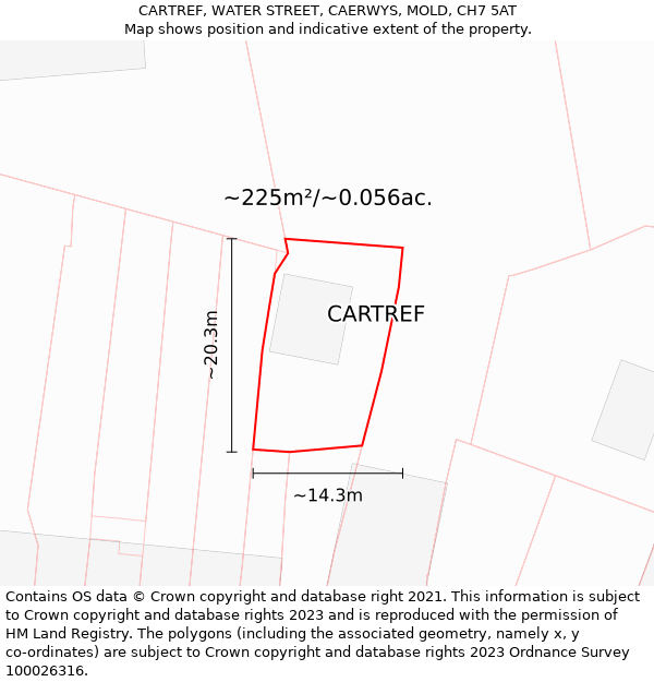 CARTREF, WATER STREET, CAERWYS, MOLD, CH7 5AT: Plot and title map