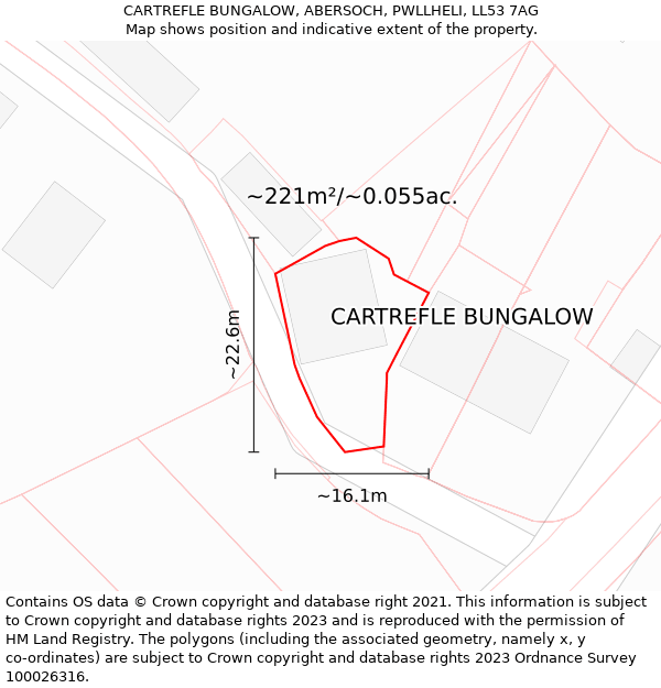 CARTREFLE BUNGALOW, ABERSOCH, PWLLHELI, LL53 7AG: Plot and title map