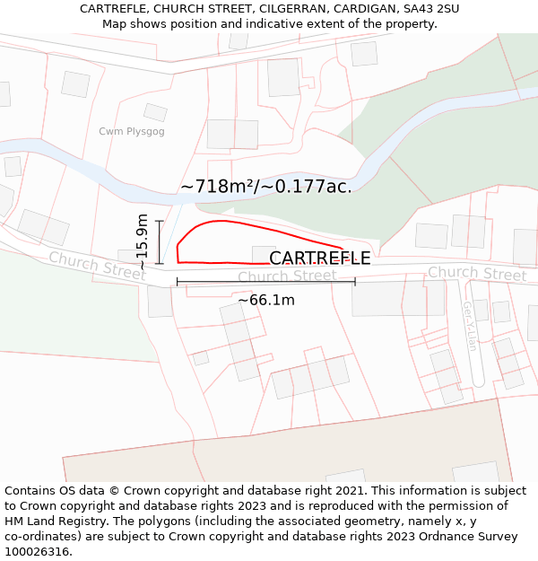 CARTREFLE, CHURCH STREET, CILGERRAN, CARDIGAN, SA43 2SU: Plot and title map