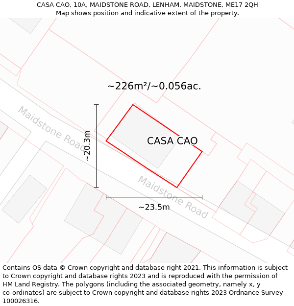 CASA CAO, 10A, MAIDSTONE ROAD, LENHAM, MAIDSTONE, ME17 2QH: Plot and title map