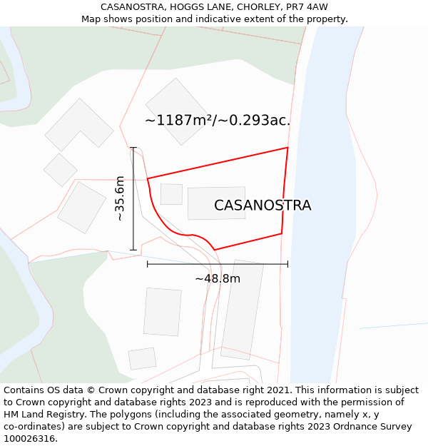 CASANOSTRA, HOGGS LANE, CHORLEY, PR7 4AW: Plot and title map