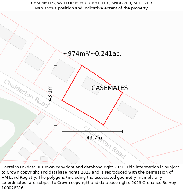 CASEMATES, WALLOP ROAD, GRATELEY, ANDOVER, SP11 7EB: Plot and title map