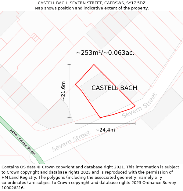 CASTELL BACH, SEVERN STREET, CAERSWS, SY17 5DZ: Plot and title map