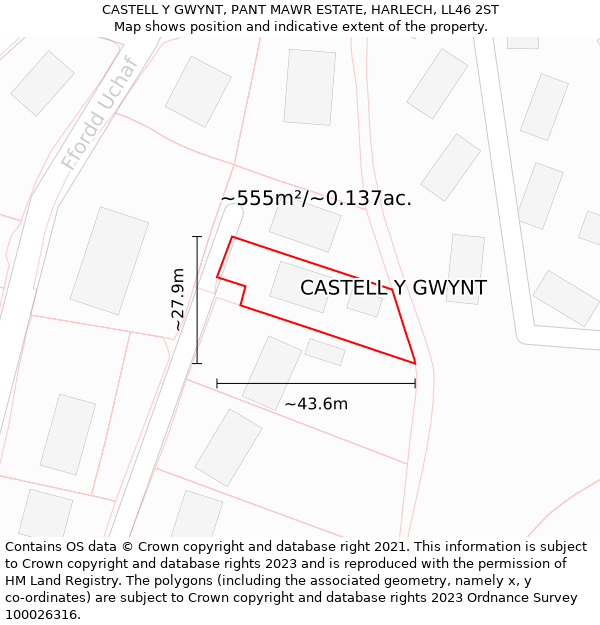 CASTELL Y GWYNT, PANT MAWR ESTATE, HARLECH, LL46 2ST: Plot and title map