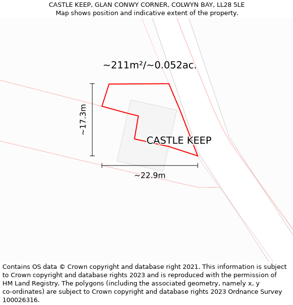 CASTLE KEEP, GLAN CONWY CORNER, COLWYN BAY, LL28 5LE: Plot and title map