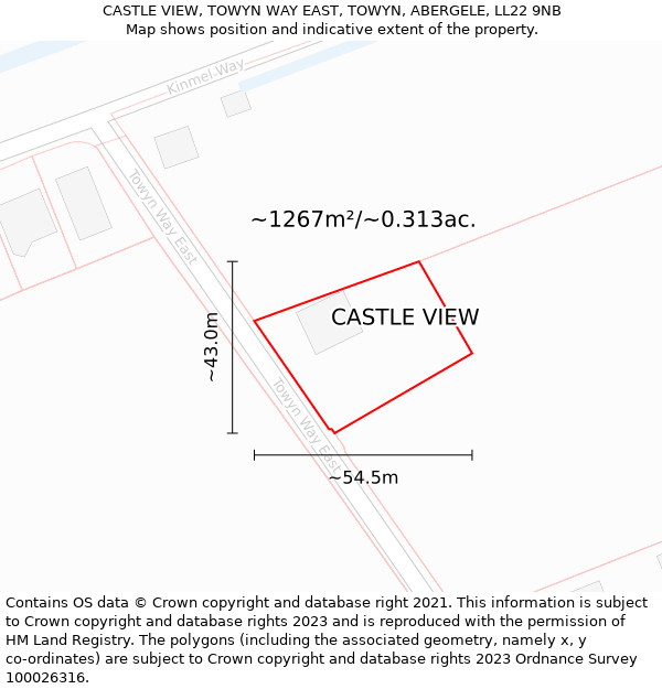 CASTLE VIEW, TOWYN WAY EAST, TOWYN, ABERGELE, LL22 9NB: Plot and title map