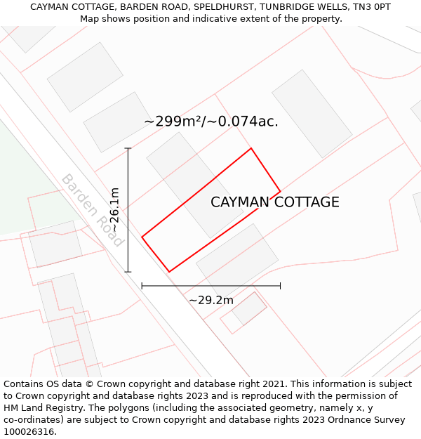 CAYMAN COTTAGE, BARDEN ROAD, SPELDHURST, TUNBRIDGE WELLS, TN3 0PT: Plot and title map