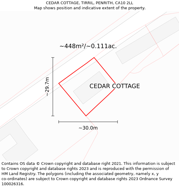 CEDAR COTTAGE, TIRRIL, PENRITH, CA10 2LL: Plot and title map