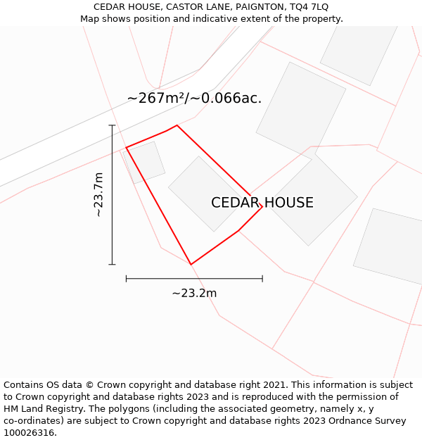 CEDAR HOUSE, CASTOR LANE, PAIGNTON, TQ4 7LQ: Plot and title map