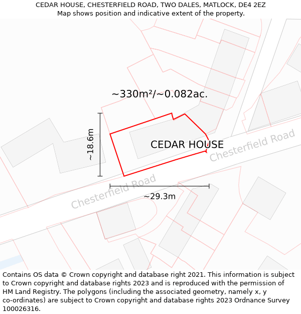 CEDAR HOUSE, CHESTERFIELD ROAD, TWO DALES, MATLOCK, DE4 2EZ: Plot and title map