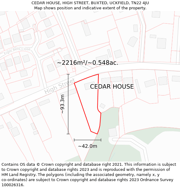 CEDAR HOUSE, HIGH STREET, BUXTED, UCKFIELD, TN22 4JU: Plot and title map