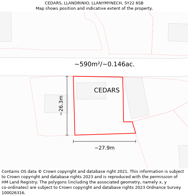 CEDARS, LLANDRINIO, LLANYMYNECH, SY22 6SB: Plot and title map