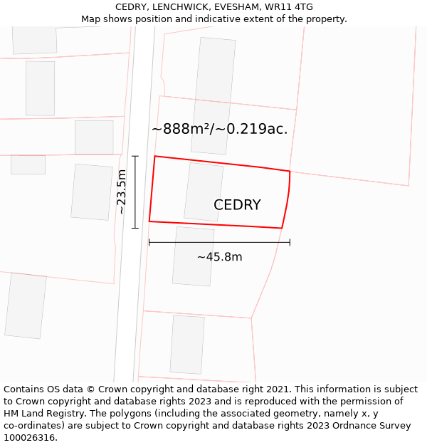 CEDRY, LENCHWICK, EVESHAM, WR11 4TG: Plot and title map