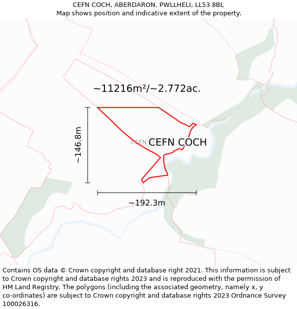 CEFN COCH, ABERDARON, PWLLHELI, LL53 8BL: Plot and title map