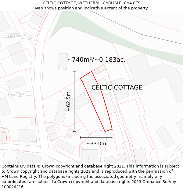 CELTIC COTTAGE, WETHERAL, CARLISLE, CA4 8ES: Plot and title map