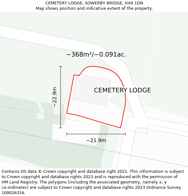 CEMETERY LODGE, SOWERBY BRIDGE, HX6 1DN: Plot and title map