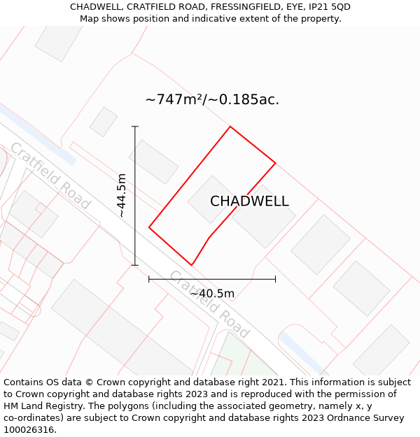 CHADWELL, CRATFIELD ROAD, FRESSINGFIELD, EYE, IP21 5QD: Plot and title map