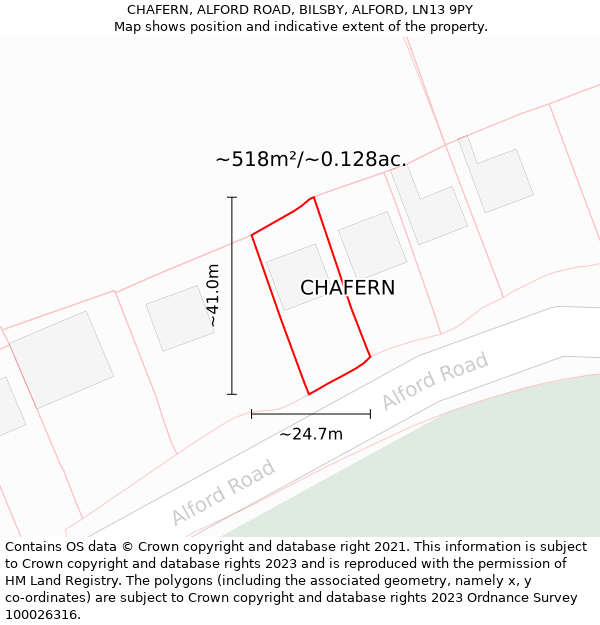 CHAFERN, ALFORD ROAD, BILSBY, ALFORD, LN13 9PY: Plot and title map
