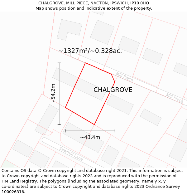 CHALGROVE, MILL PIECE, NACTON, IPSWICH, IP10 0HQ: Plot and title map