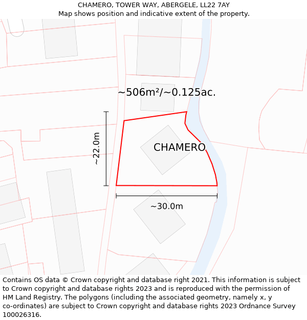 CHAMERO, TOWER WAY, ABERGELE, LL22 7AY: Plot and title map