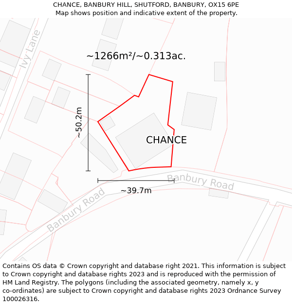 CHANCE, BANBURY HILL, SHUTFORD, BANBURY, OX15 6PE: Plot and title map