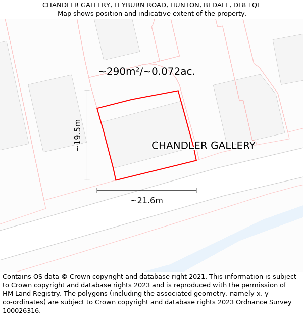 CHANDLER GALLERY, LEYBURN ROAD, HUNTON, BEDALE, DL8 1QL: Plot and title map