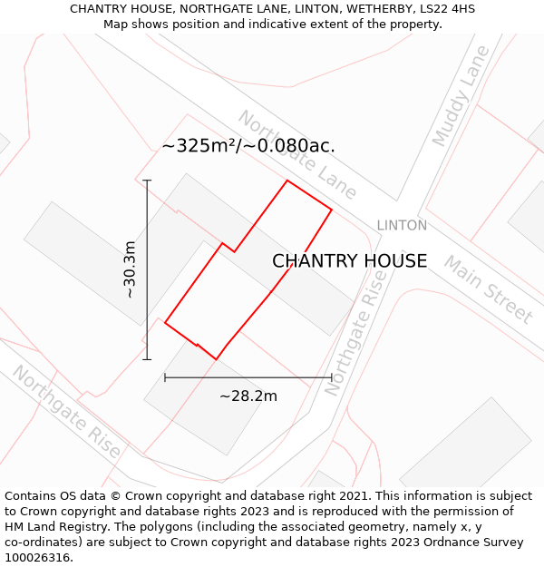 CHANTRY HOUSE, NORTHGATE LANE, LINTON, WETHERBY, LS22 4HS: Plot and title map