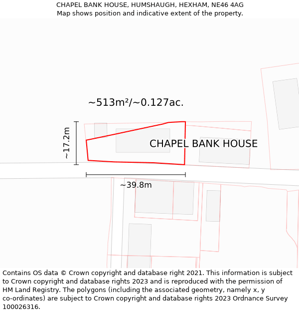 CHAPEL BANK HOUSE, HUMSHAUGH, HEXHAM, NE46 4AG: Plot and title map