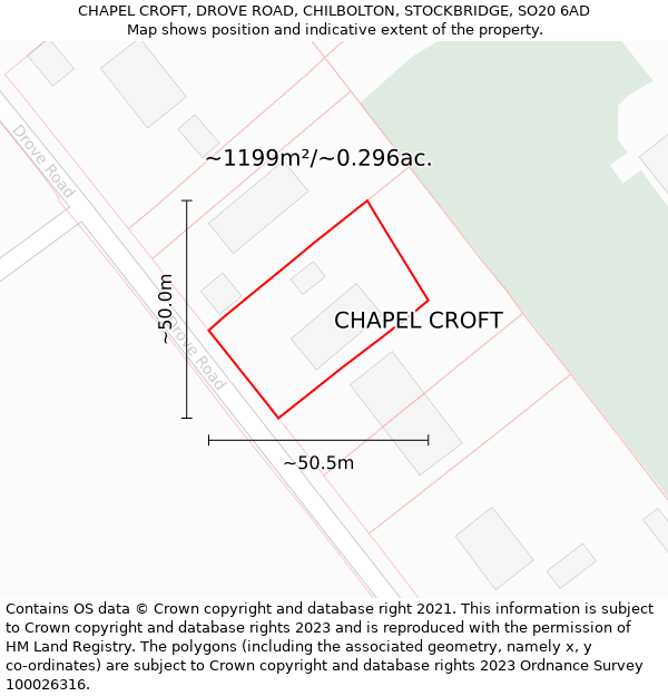 CHAPEL CROFT, DROVE ROAD, CHILBOLTON, STOCKBRIDGE, SO20 6AD: Plot and title map