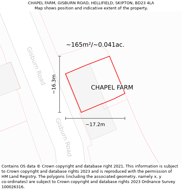 CHAPEL FARM, GISBURN ROAD, HELLIFIELD, SKIPTON, BD23 4LA: Plot and title map