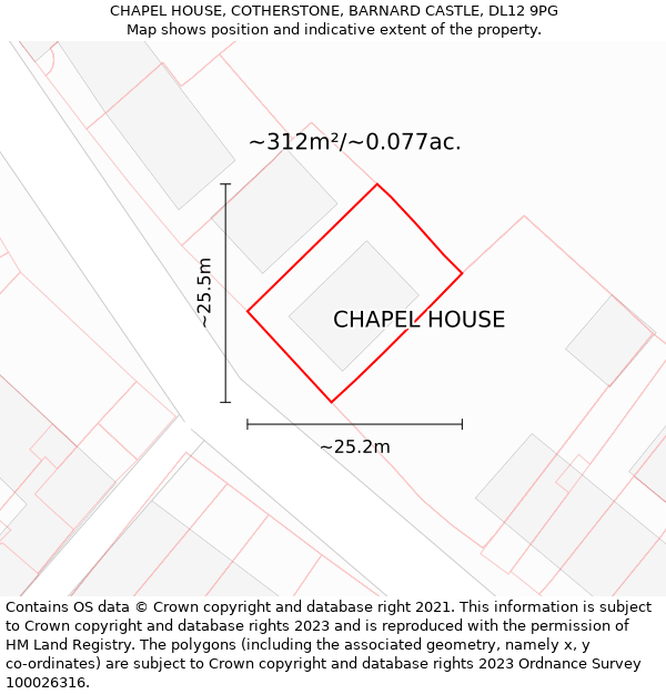 CHAPEL HOUSE, COTHERSTONE, BARNARD CASTLE, DL12 9PG: Plot and title map