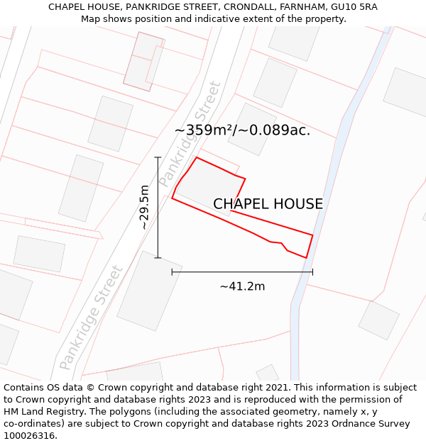 CHAPEL HOUSE, PANKRIDGE STREET, CRONDALL, FARNHAM, GU10 5RA: Plot and title map