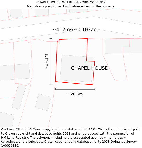 CHAPEL HOUSE, WELBURN, YORK, YO60 7DX: Plot and title map