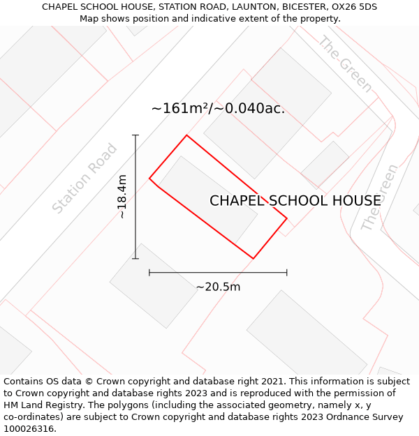 CHAPEL SCHOOL HOUSE, STATION ROAD, LAUNTON, BICESTER, OX26 5DS: Plot and title map