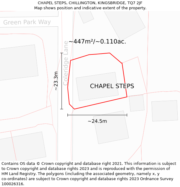CHAPEL STEPS, CHILLINGTON, KINGSBRIDGE, TQ7 2JF: Plot and title map