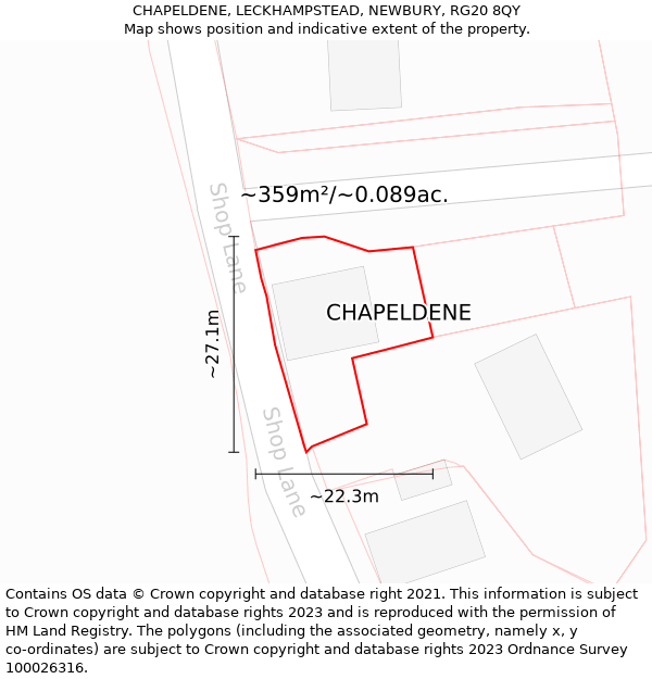 CHAPELDENE, LECKHAMPSTEAD, NEWBURY, RG20 8QY: Plot and title map