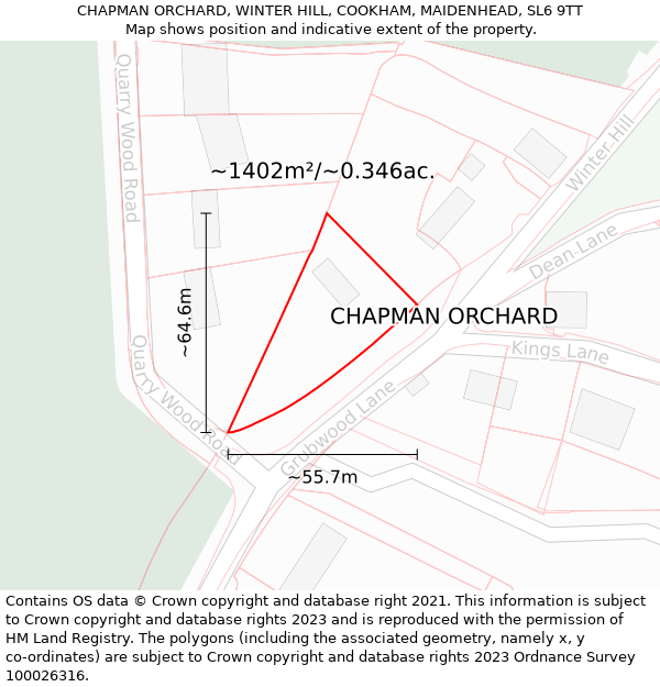 CHAPMAN ORCHARD, WINTER HILL, COOKHAM, MAIDENHEAD, SL6 9TT: Plot and title map